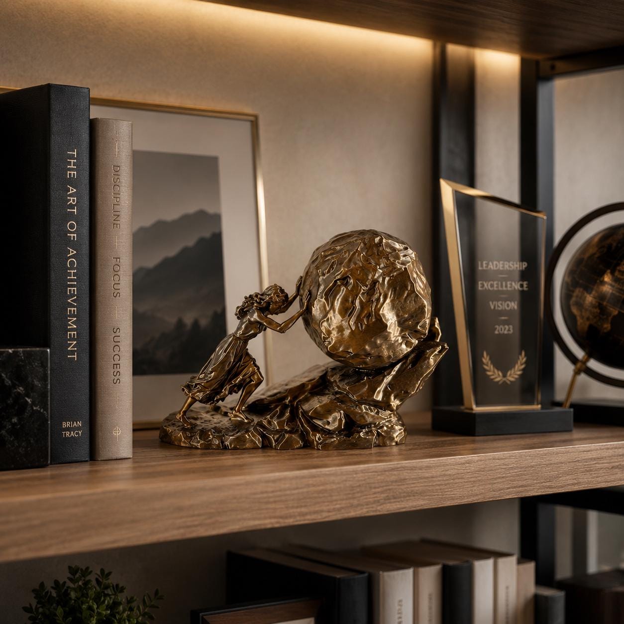 Motivational Woman Statue, 3d Printed Bronze Look Female Figurine, Success Desk Decor