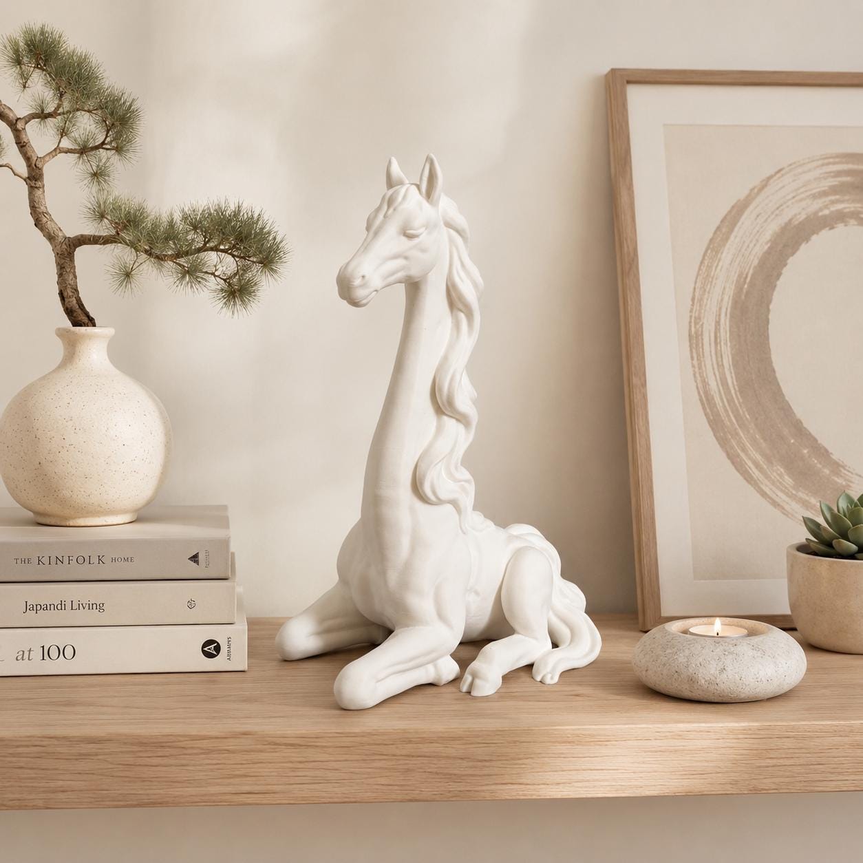 3D Printed Zen Horse Figurine, Minimalist Horse Statue, Modern Home Decor