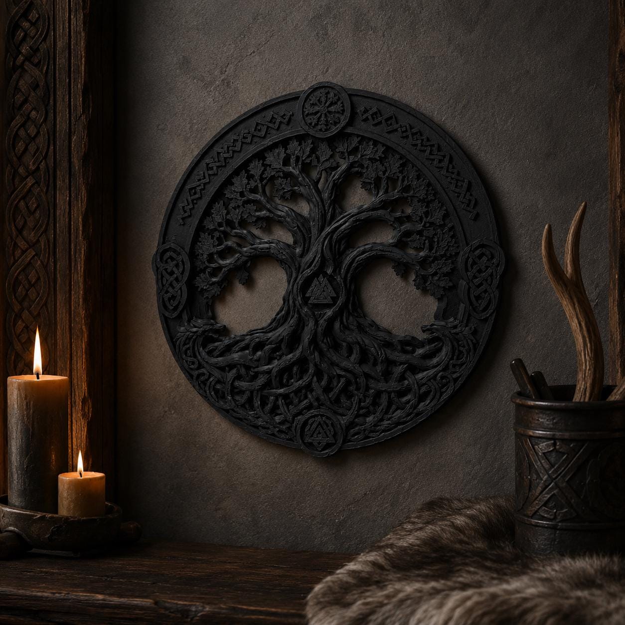 Yggdrasil Tree of Life Wall Decor | Viking Wall Art | Norse Celtic Home Decor | 3D Printed Scandinavian Hanging | Odin Gift