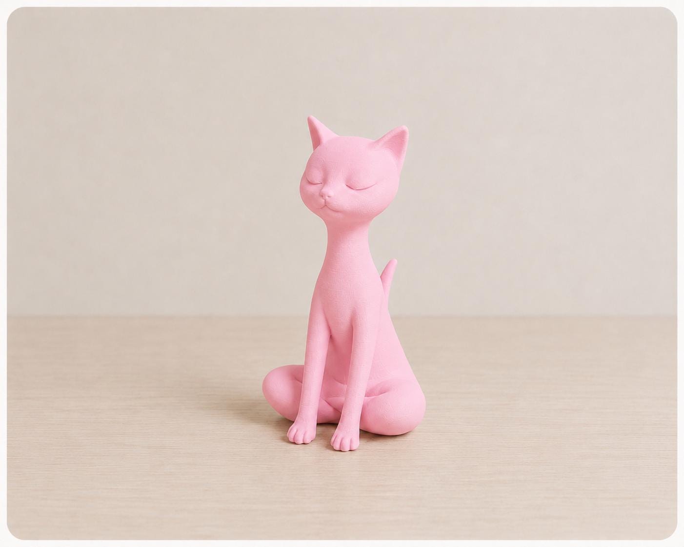 Zen Cat Statue, Minimalist Meditation Sculpture, Modern Shelf Decor