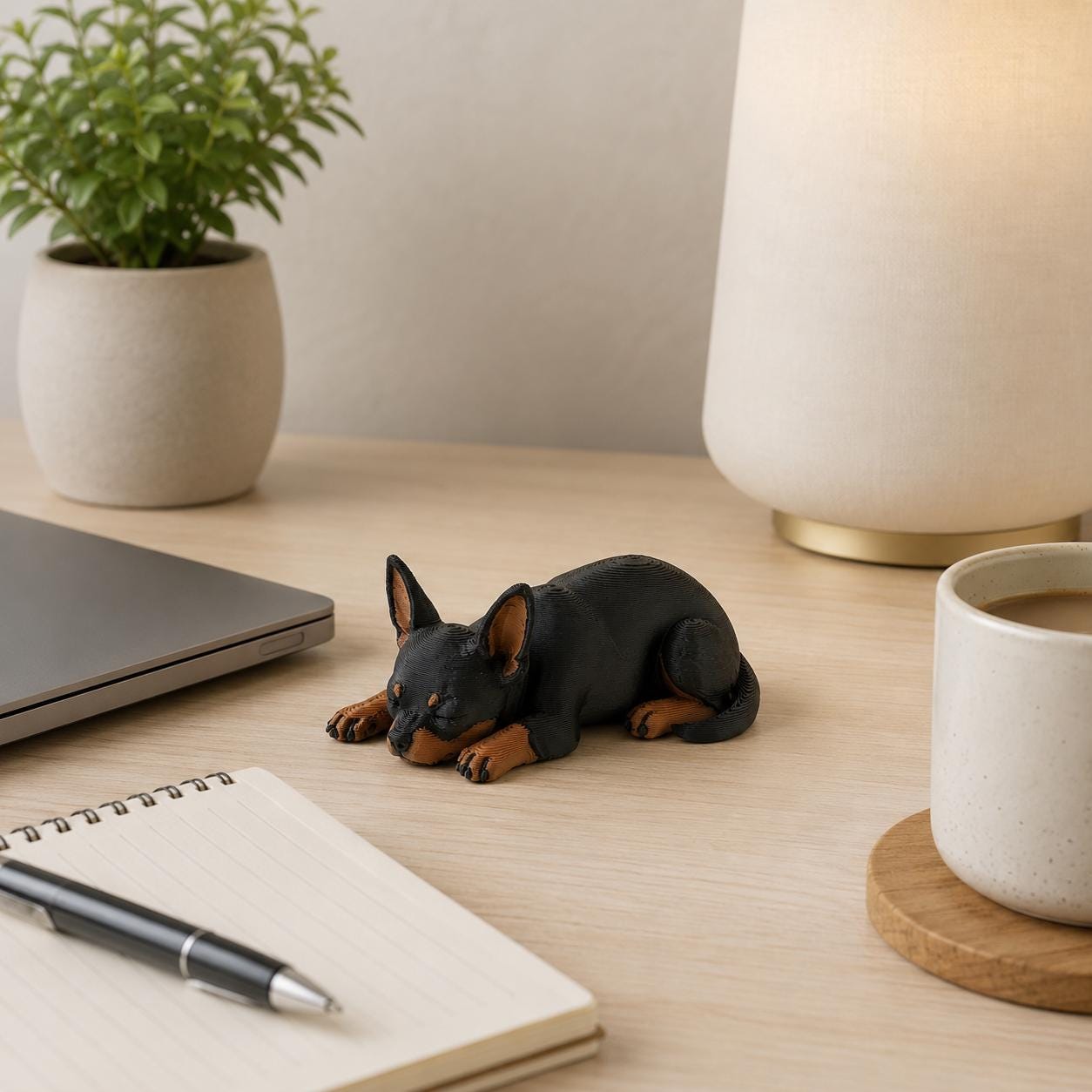 Sleeping Chihuahua Figurine, Minimalist Dog Decor, 3D Printed Chihuahua Statue, Cute Desk Shelf Decoration, Chihuahua Lover Gift