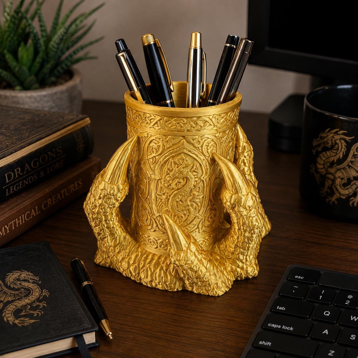 Dragon Claw Pen Holder, Viking Desk Organizer, 3D Printed Pencil Cup, Fantasy Office Decor, Gothic Desk Accessory