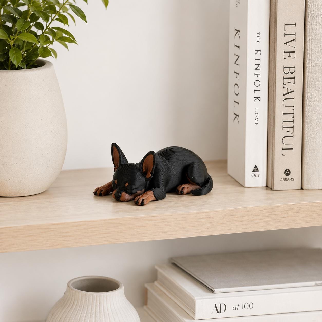 Sleeping Chihuahua Figurine, Minimalist Dog Decor, 3D Printed Chihuahua Statue, Cute Desk Shelf Decoration, Chihuahua Lover Gift