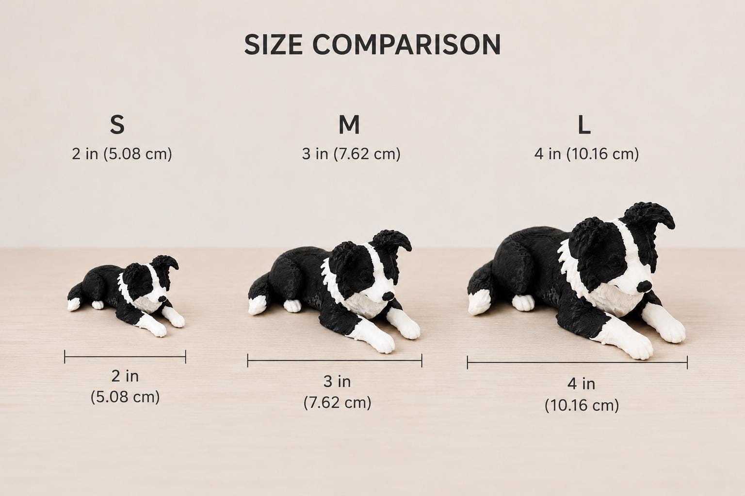 Border Collie Miniature Figurine, Black & White Dog Statue, Cute Puppy Decor, Dog Lover Gift, 3D Printed Border Collie