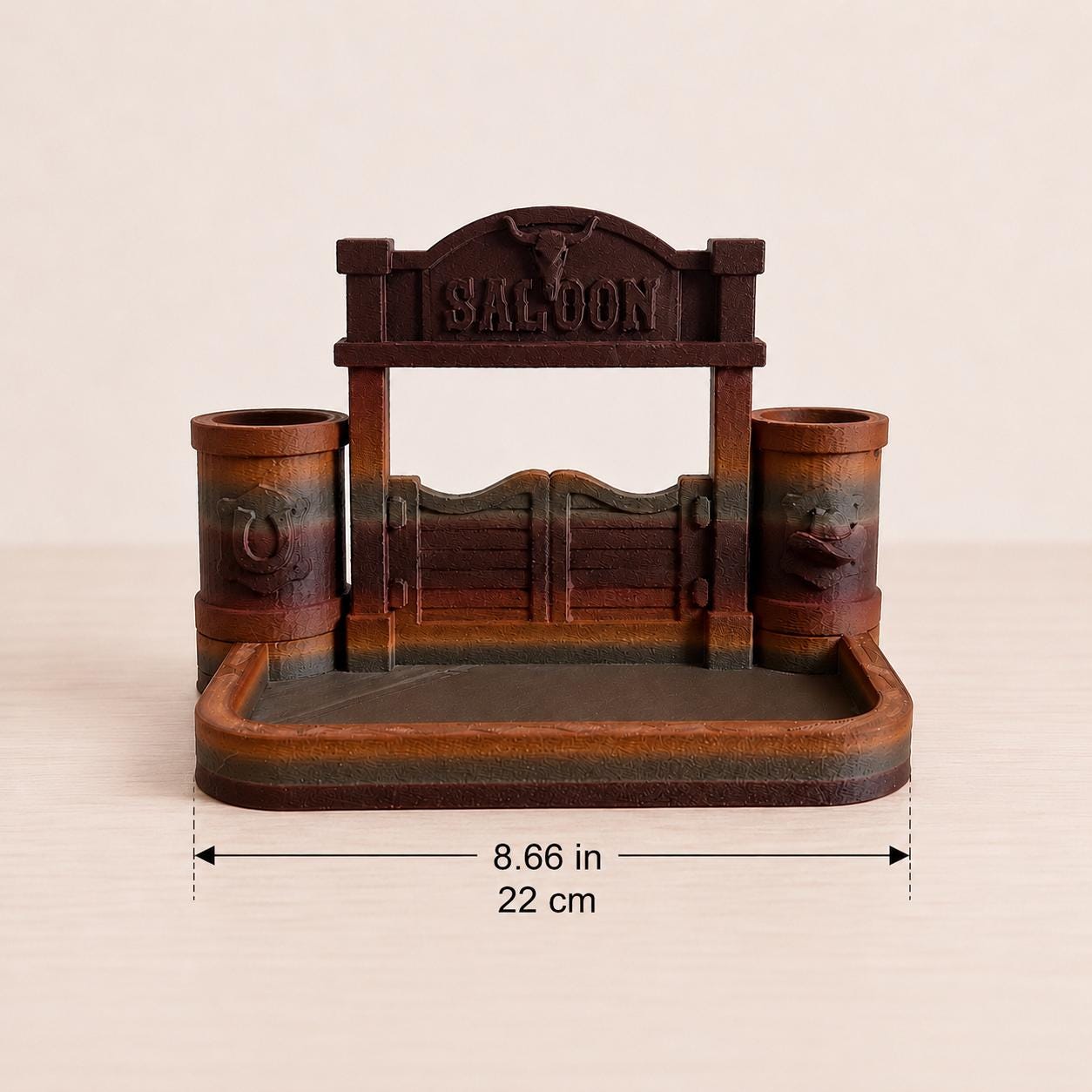 Wild West Saloon Desk Organizer, 3D Printed Pen Holder, Rustic Office Decor