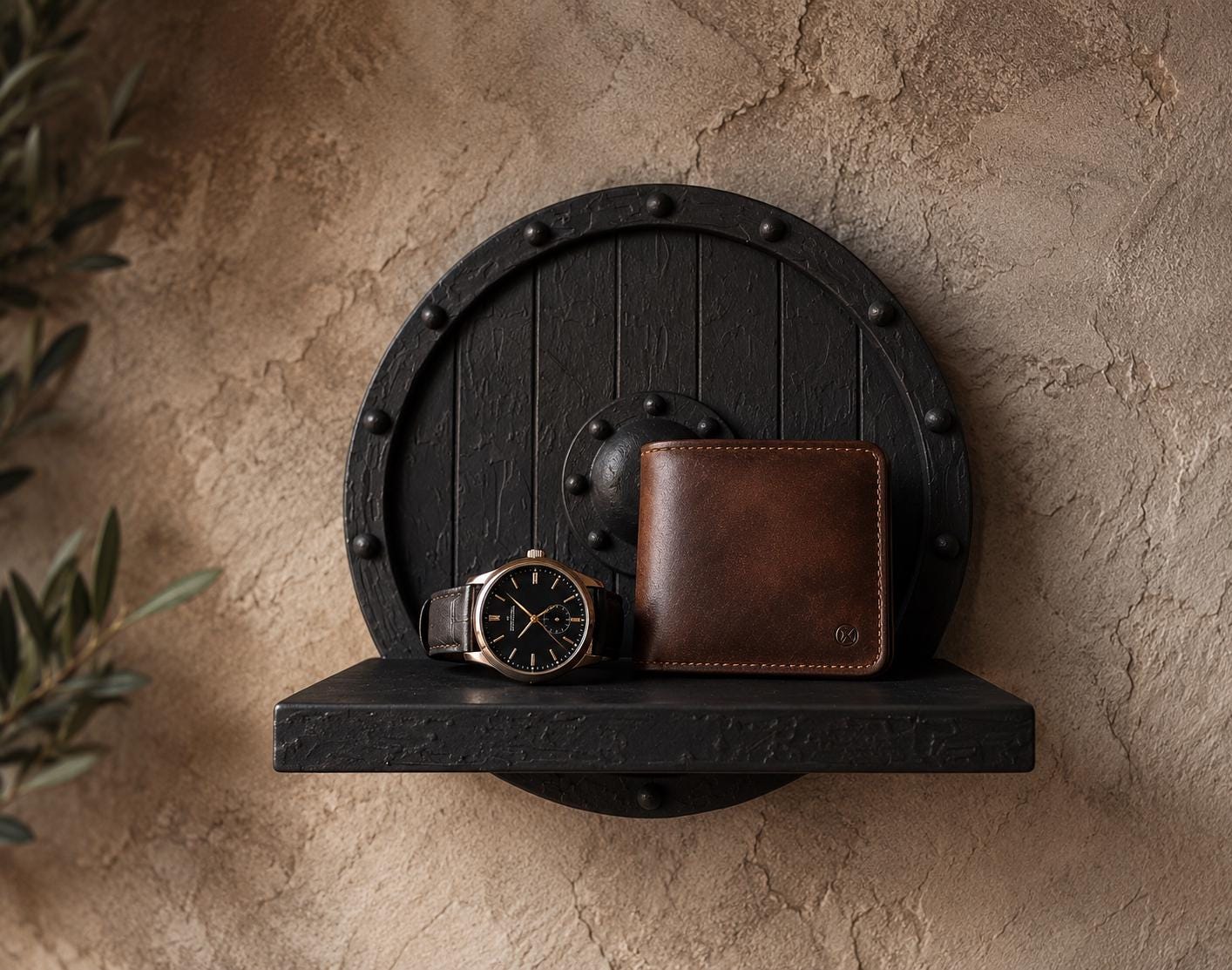 Viking Shield Mini Wall Shelf – 3D Printed Norse Round Organizer for Keys, Wallet