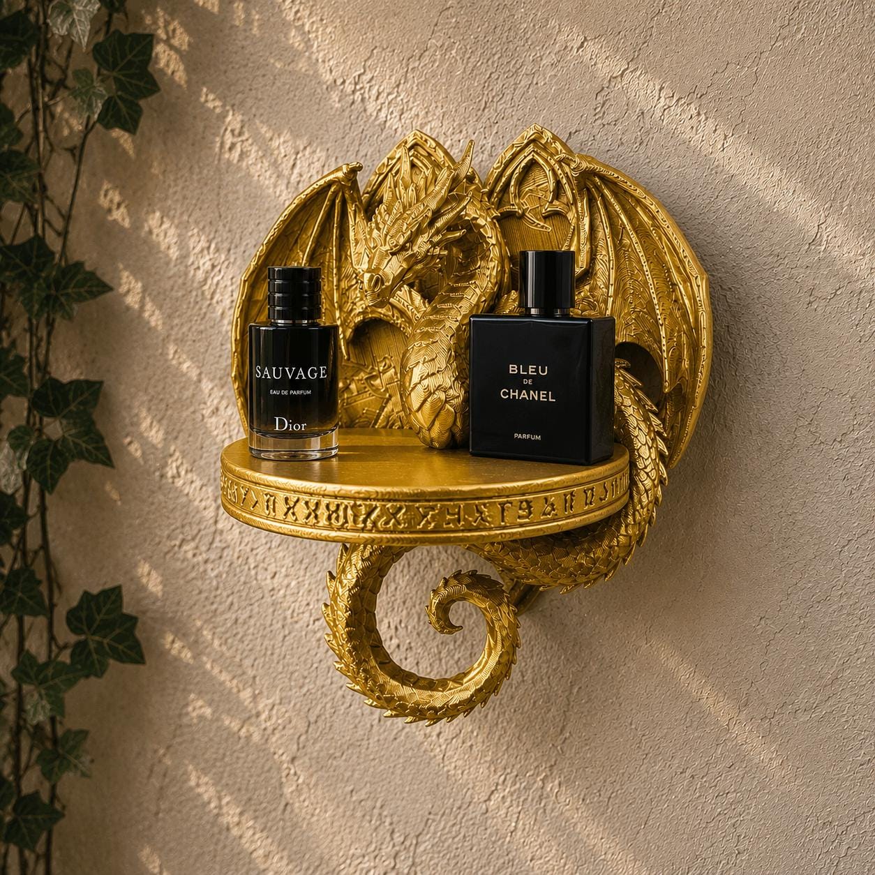 Dragon Wall Shelf, Gothic Dragon Perfume Display, Fantasy Wall Decor, 3D Printed Shelf, Blue Dragon Shelf for Keys, Cologne, Small Decor Gif