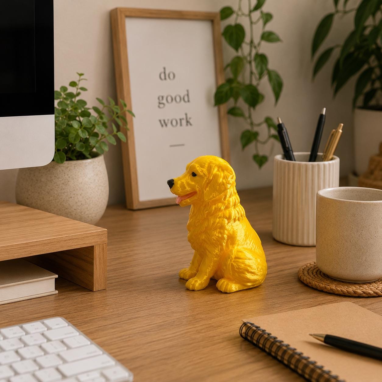 Golden Retriever Figurine, Dog Desk Buddy, 3d Printed Golden Retriever Decor, Cute Dog Statue, Office Desk Decor, Shelf Decor
