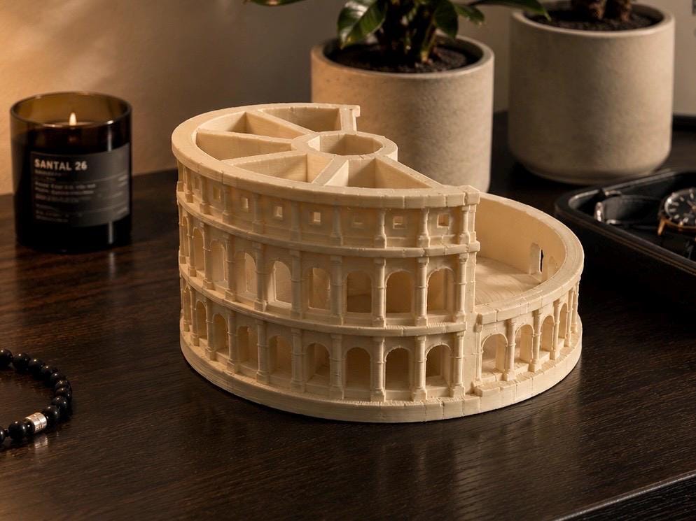 Colosseum Desk Organizer, Roman Architecture Pen Holder, 3D Printed Office Storage Tray