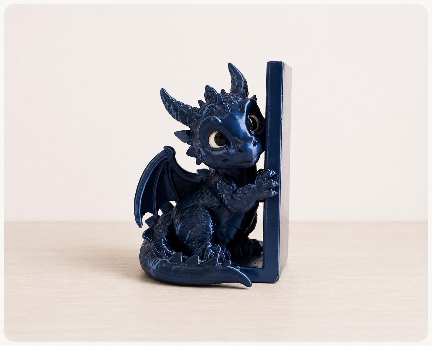 Dragon Bookend – Cute Navy Blue 3D Printed Fantasy Bookshelf Decor, Dragon Book Holder, Gothic Desk Shelf Organizer, Fantasy Gift