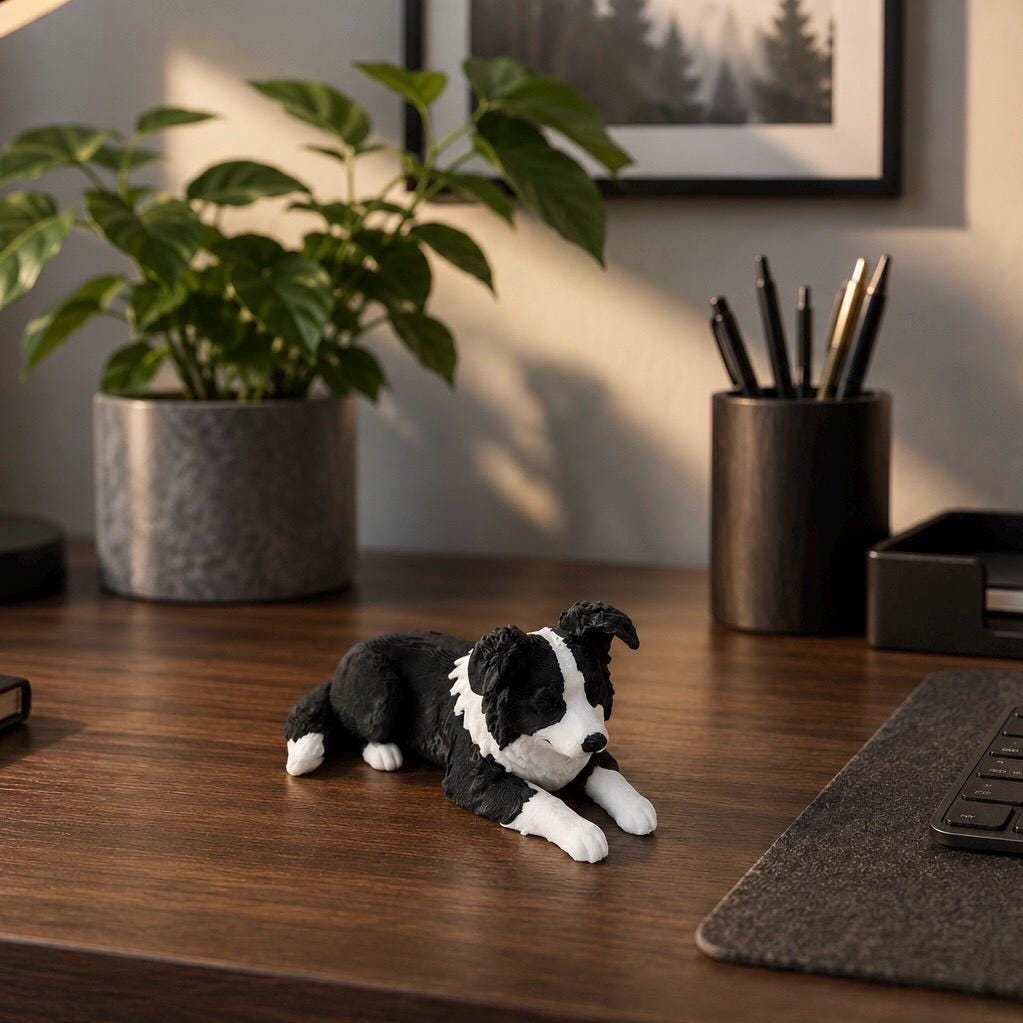Border Collie Miniature Figurine, Black & White Dog Statue, Cute Puppy Decor, Dog Lover Gift, 3D Printed Border Collie