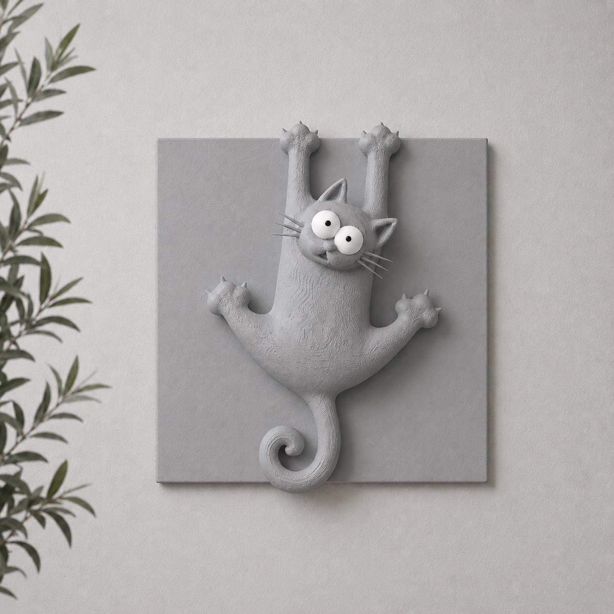 Funny Black Cat Wall Decor, 3D Printed Cat Wall Art, Cute Cat Wall Hanging, Modern Cat Decor, Cat Lover Gift, Unique Home Decoration
