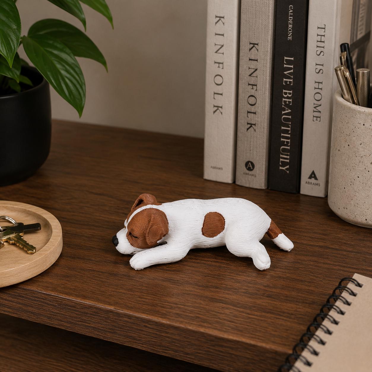 Sleeping Jack Russell Terrier Figurine, Dog Desk Buddy, Cute Puppy Shelf Decor, Jack Russell Gift, 3D Printed Dog Statue
