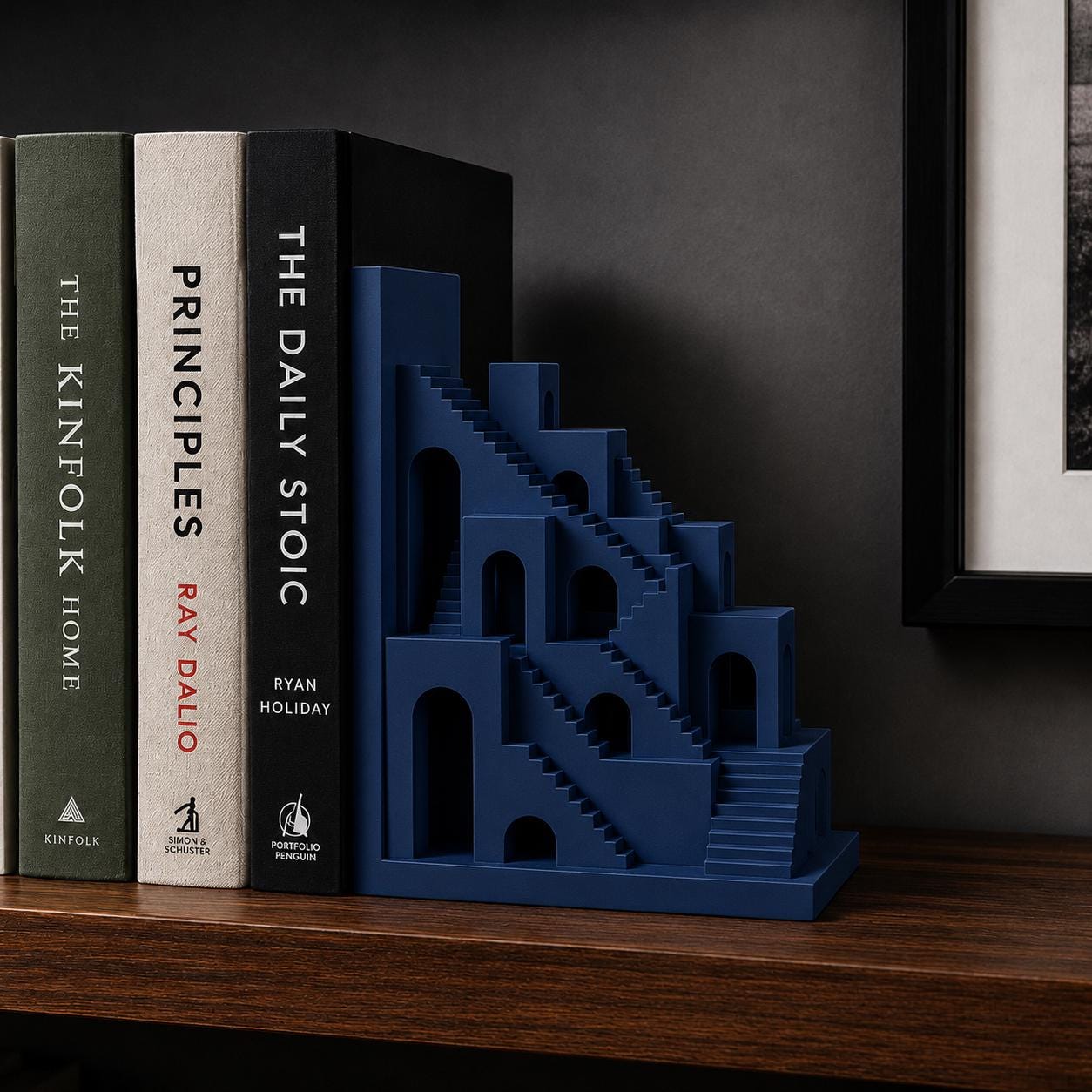 Surreal Staircase Bookend, Architectural Book Holder, Modern Geometric Shelf Decor, Unique Gift for Book Lovers, 3D Printed Bookend