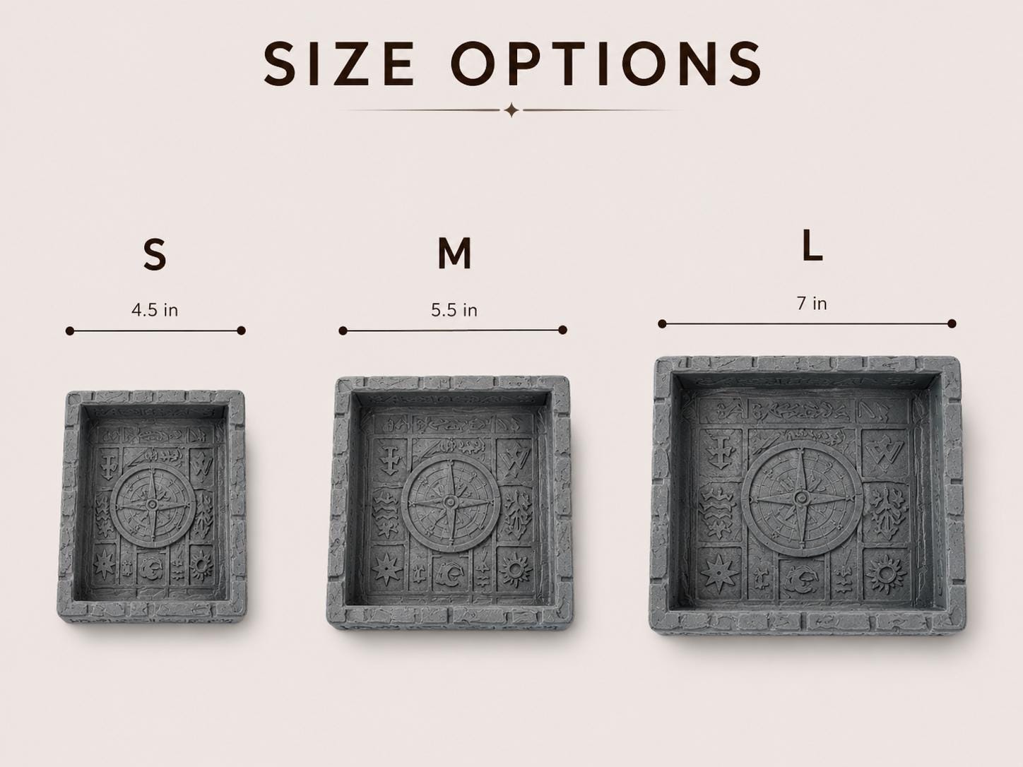 3D Printed Stone Texture Catchall Tray, Explorer Compass Desk Organizer
