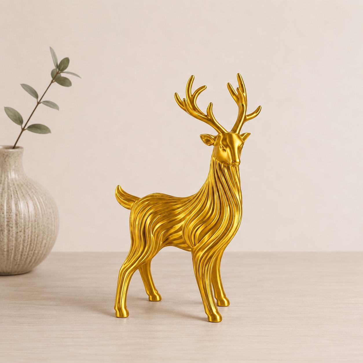 Minimalist Deer Figurine, 3D Printed Stag Sculpture, Modern Woodland Decor