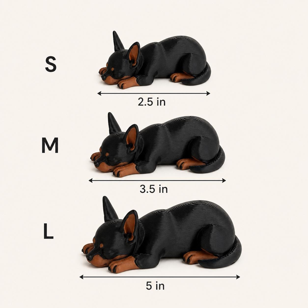 Sleeping Chihuahua Figurine, Minimalist Dog Decor, 3D Printed Chihuahua Statue, Cute Desk Shelf Decoration, Chihuahua Lover Gift