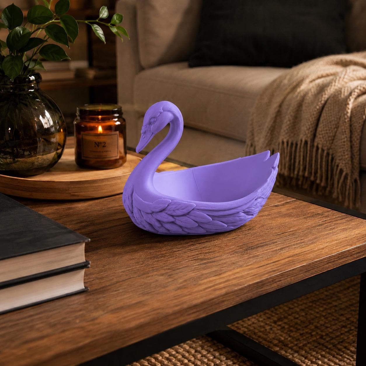 Matte Black Swan Catchall | Decorative Key Bowl | Jewelry Organizer | Gothic Home Decor | Gift for Her