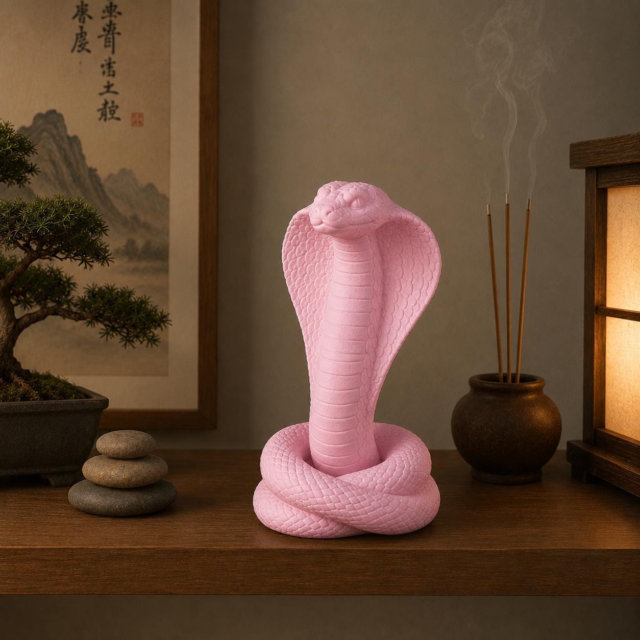 Zen Cobra Statue, Cobra Decor, Snake Sculpture, Meditation Decor, Zen Shelf Decor, 3D Printed Cobra, Spiritual Snake Gift, Yoga Room Decor