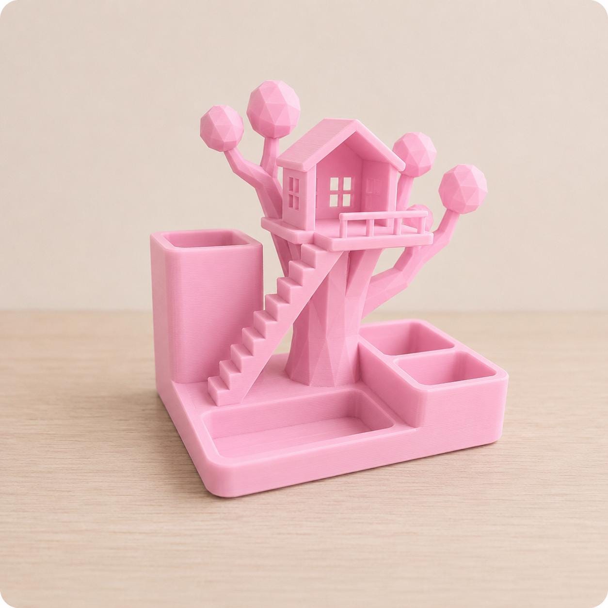 3D Printed Treehouse Desk Organizer, Pen Holder, Office Accessories Storage