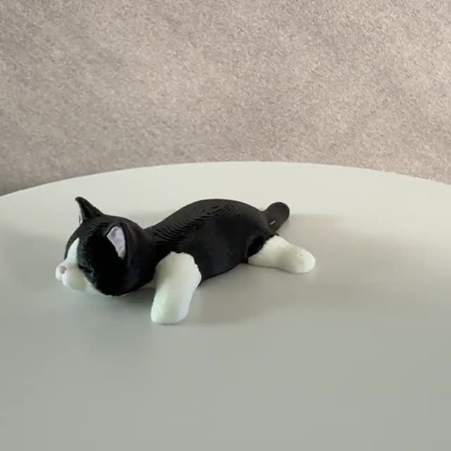 Sleeping Tuxedo Cat Figurine – Cozy 3D Printed Desk Pet, Shelf Decor video cover