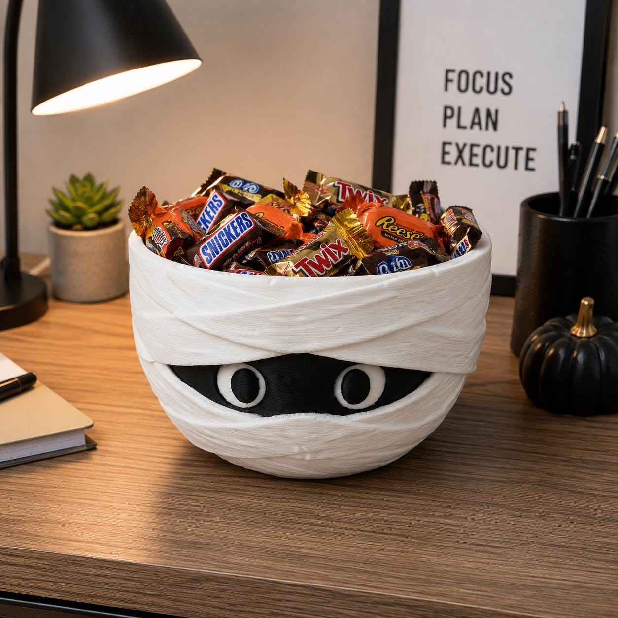 3D Printed Mummy Bowl, Halloween Candy Bowl, Spooky Catch All Tray, Mummy Candy Holder, Halloween Desk Decor, Key Bowl, Halloween Gift