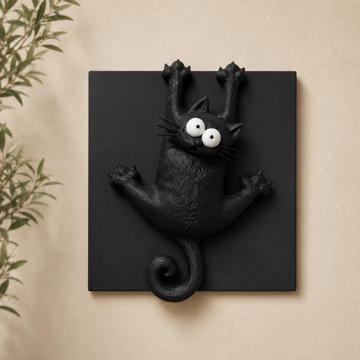 Funny Black Cat Wall Decor, 3D Printed Cat Wall Art, Cute Cat Wall Hanging, Modern Cat Decor, Cat Lover Gift, Unique Home Decoration