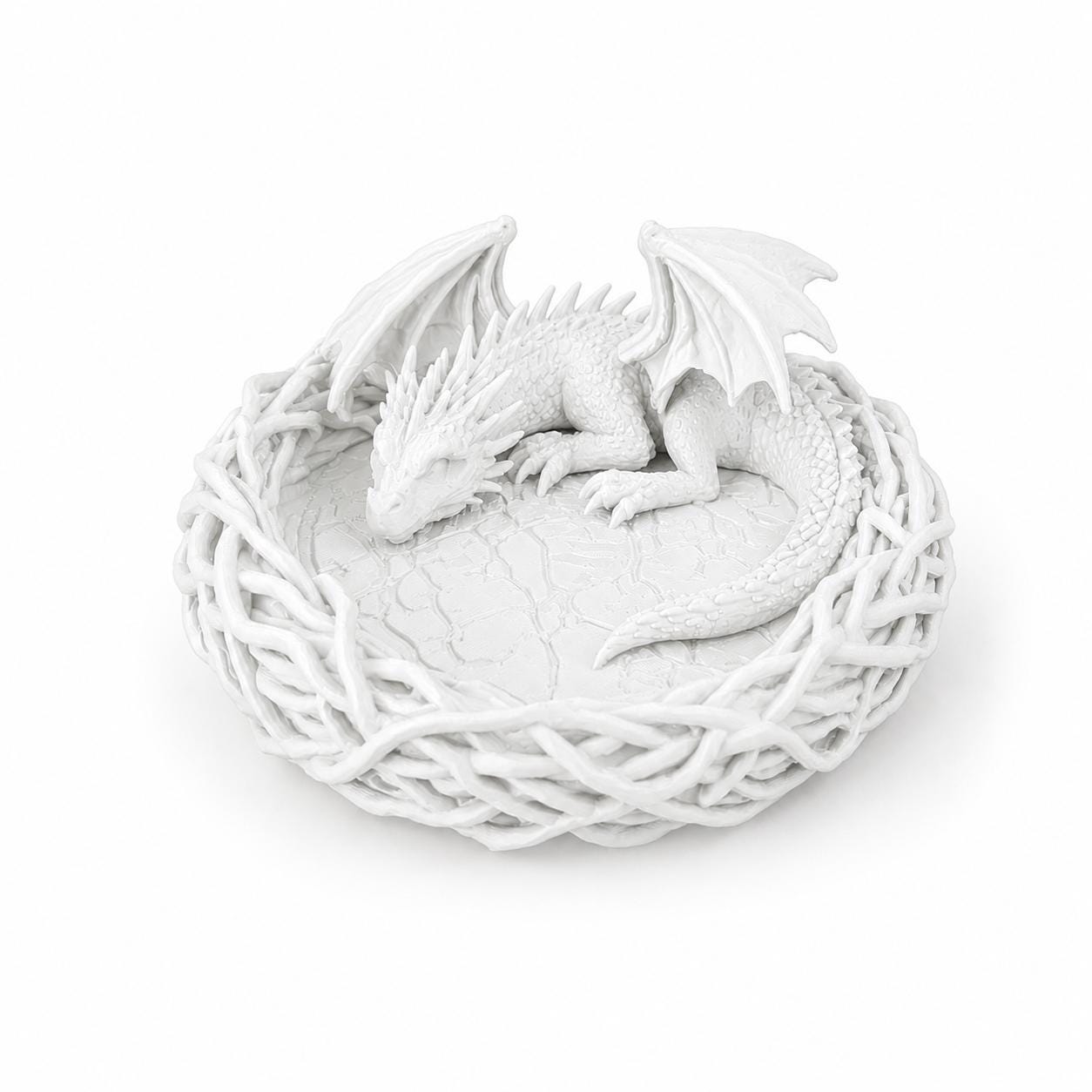 Sleeping Baby Dragon Nest Trinket Dish, Dragon Jewelry Holder, Fantasy Ring Tray, Dragon Coin Bowl, Gothic Decor, 3D Printed Gift