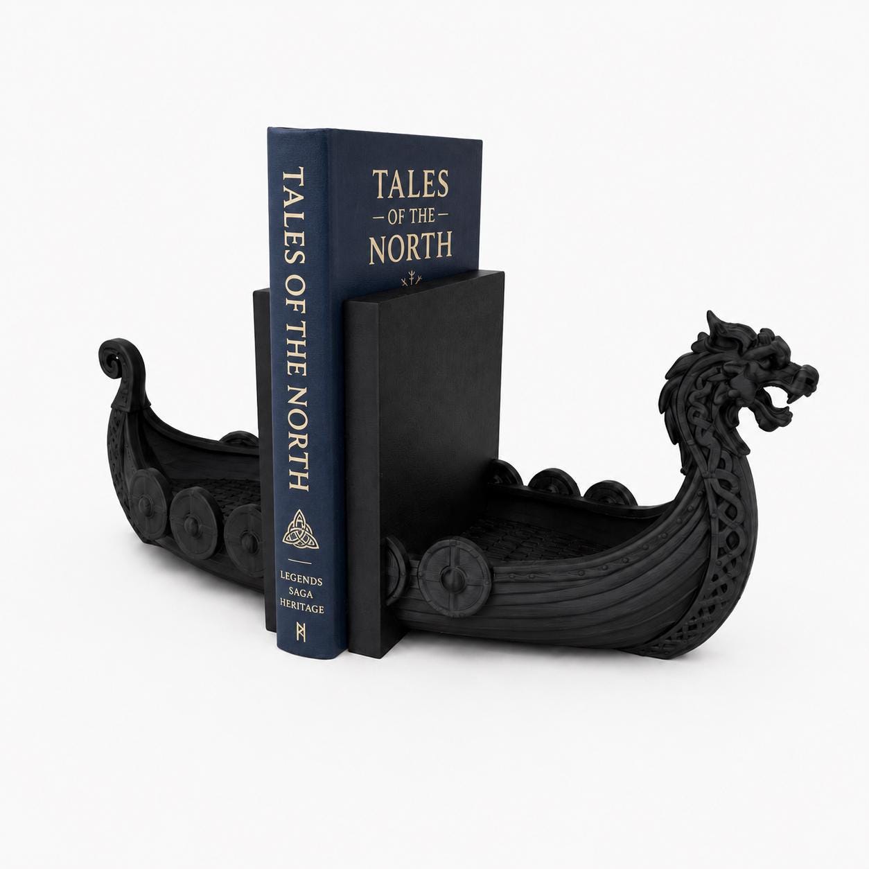 Viking Ship Bookends Set of 2, Norse Dragon Book Ends, Viking Longship Book Holder, Nordic Bookshelf Decor, Gift for Book Lovers