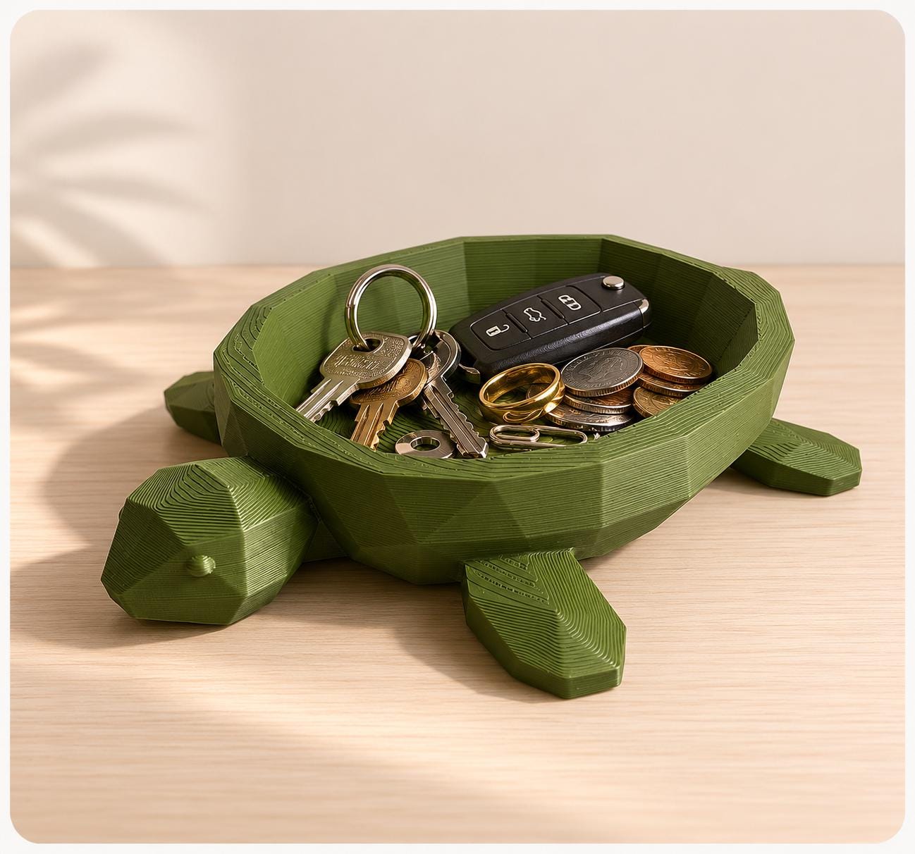 Geometric Turtle Catchall Tray, 3D Printed Sea Turtle Jewelry Dish, Desk Organizer
