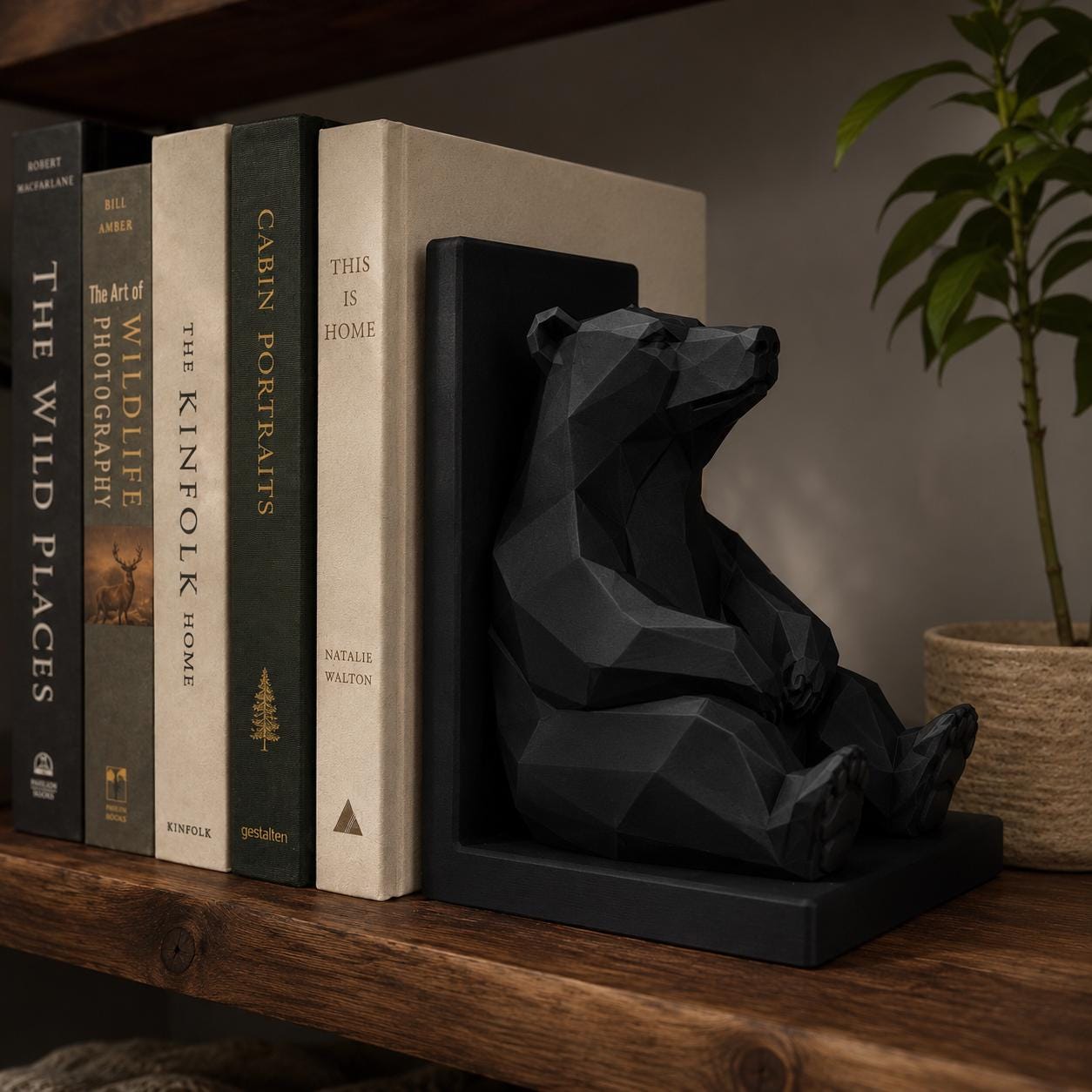 Bear Bookend | Low Poly Bear Book Holder | Modern Bookshelf Decor | Minimalist Animal Book End