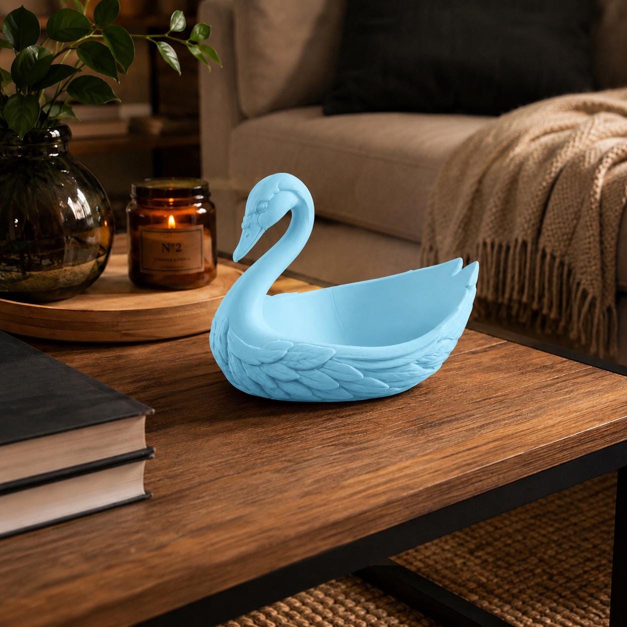 Matte Black Swan Catchall | Decorative Key Bowl | Jewelry Organizer | Gothic Home Decor | Gift for Her