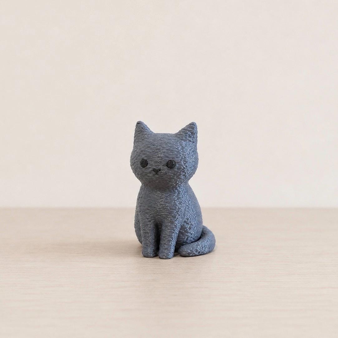 Gray 3D Printed Cat Figurine, Minimalist Desk Pet, Office Companion, Cat Lover Gift