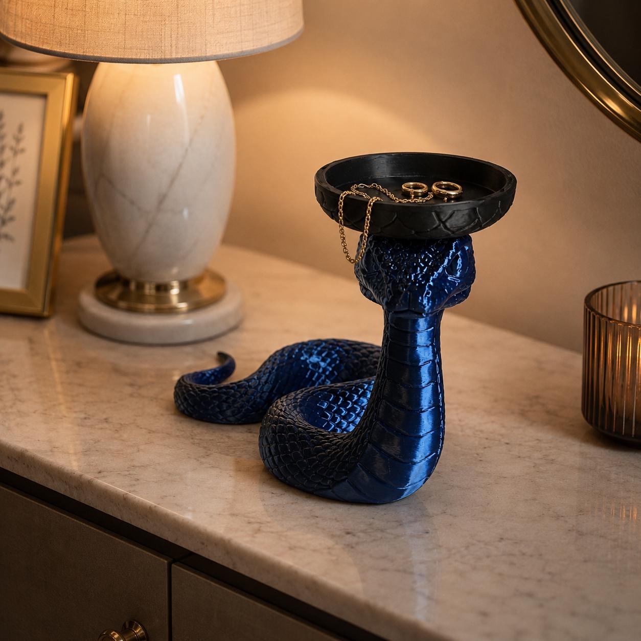 Snake Jewelry Holder, 3d Printed Cobra Ring Dish, Gothic Trinket Tray, Vanity Organizer, Snake Decor, Jewelry Organizer
