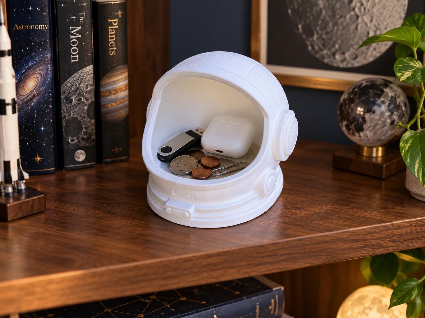 Astronaut Helmet Catchall Tray, 3d Printed Space Desk Organizer, Key and Wallet Holder, Gift for Space Lovers