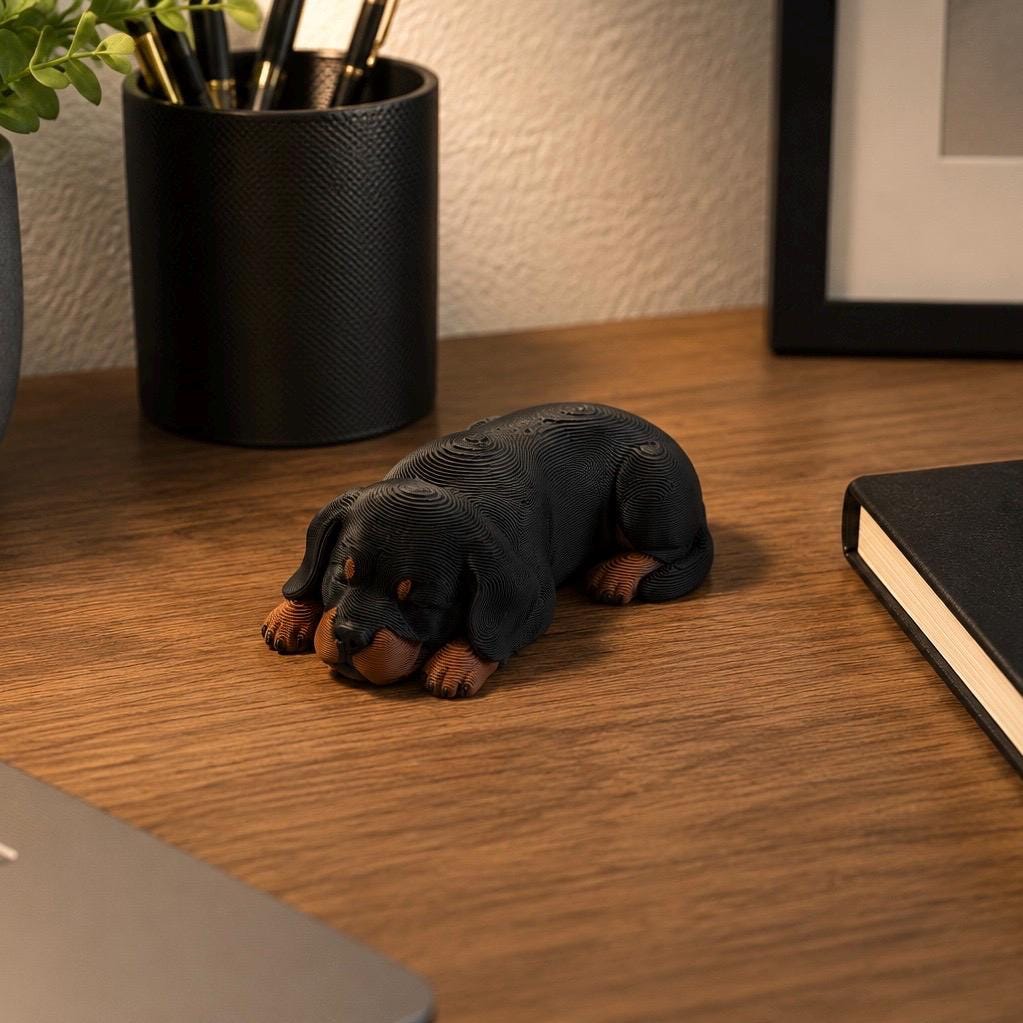 3D Printed Rottweiler Dog Sculpture, Rottweiler Lover Gift, Cute Puppy Desk Decor