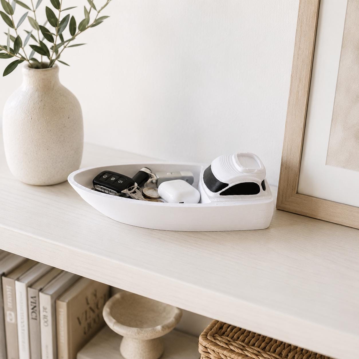 Boat Catchall Tray, 3d Printed Boat Key Holder, Nautical Desk Organizer, Coastal Entryway Decor, Boat Lover Gift,