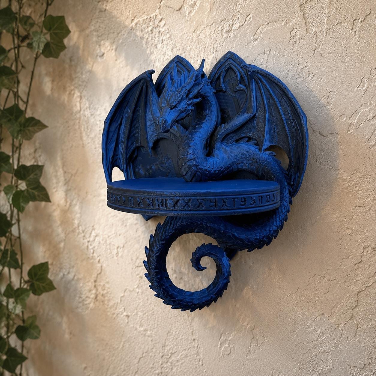 Dragon Wall Shelf, Gothic Dragon Perfume Display, Fantasy Wall Decor, 3D Printed Shelf, Blue Dragon Shelf for Keys, Cologne, Small Decor Gif
