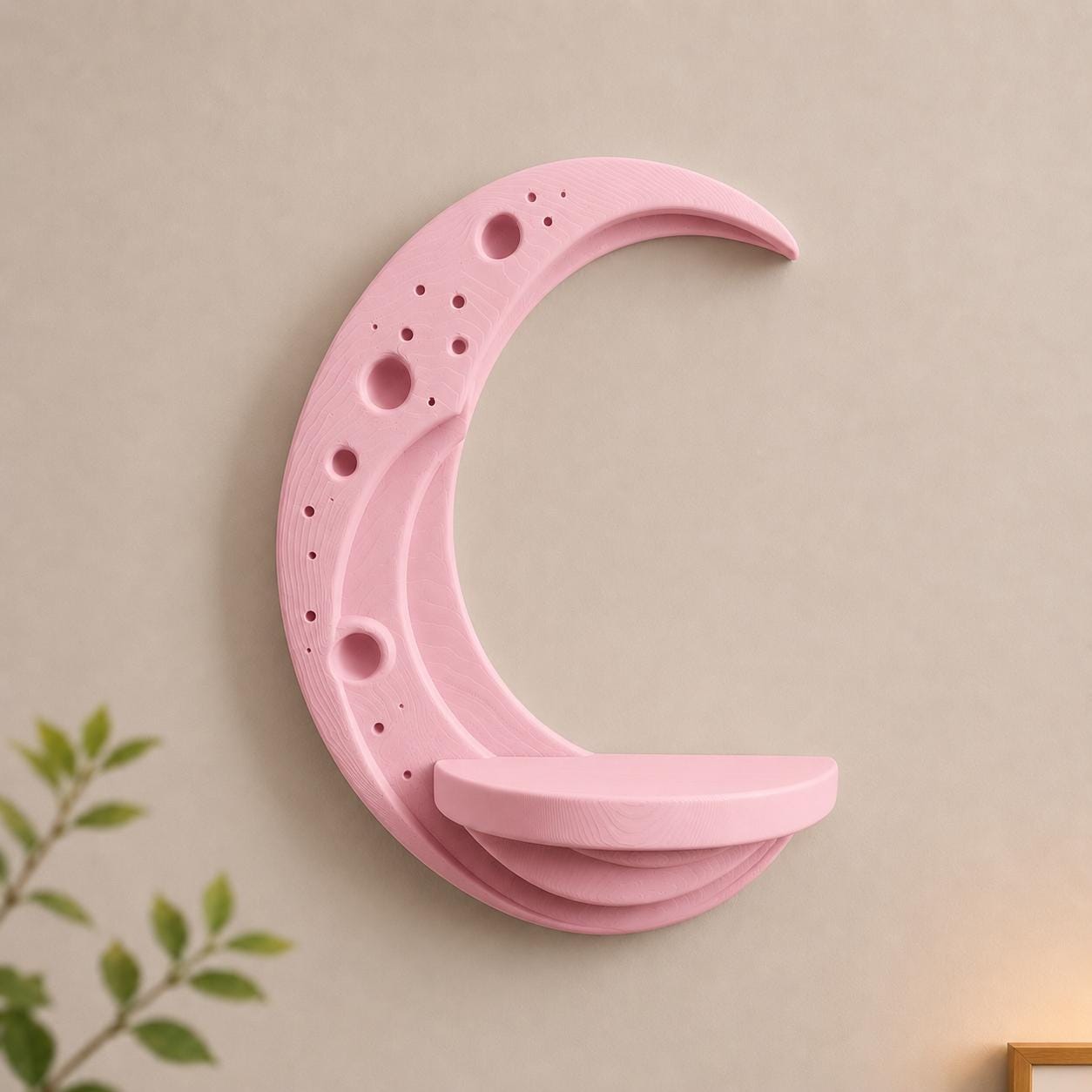 Crescent Moon Wall Shelf – Mini Luna Shelf for Bedroom Decor, Nursery, Keys & Small Items, 3D Printed Minimalist Moon Decor