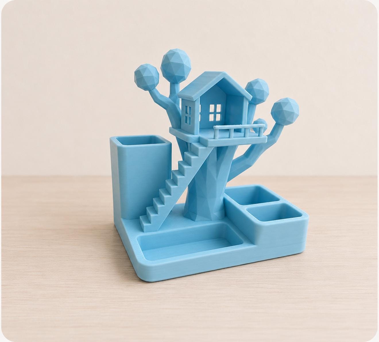 3D Printed Treehouse Desk Organizer, Pen Holder, Office Accessories Storage