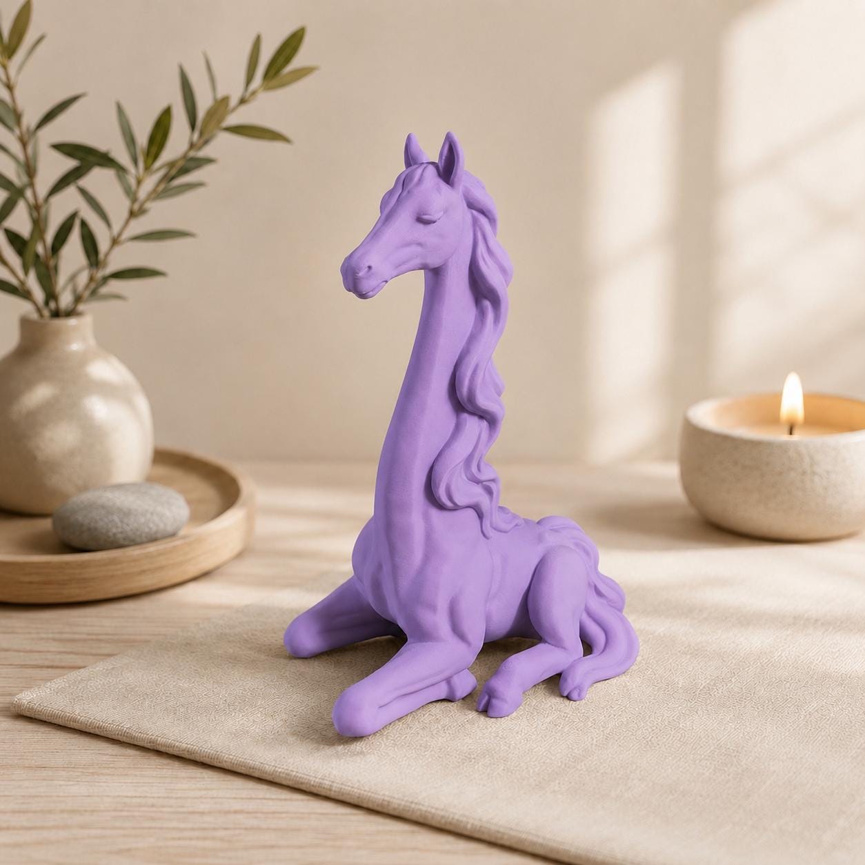 3D Printed Zen Horse Figurine, Minimalist Horse Statue, Modern Home Decor