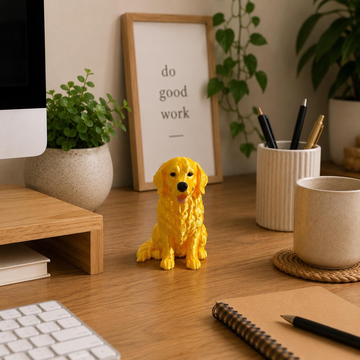 Golden Retriever Figurine, Dog Desk Buddy, 3d Printed Golden Retriever Decor, Cute Dog Statue, Office Desk Decor, Shelf Decor