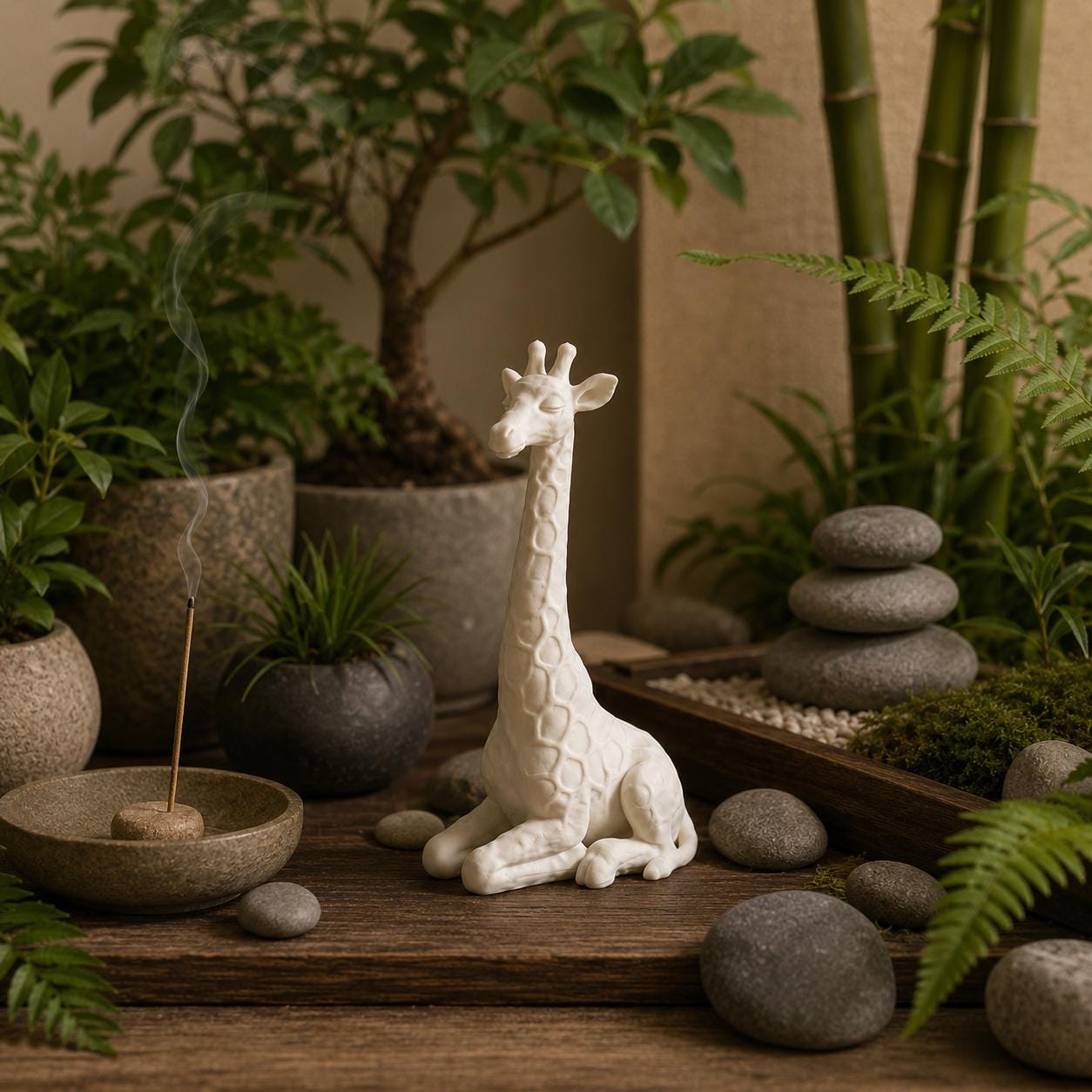 Giraffe Figurine Zen Statue, Calm Animal Sculpture, Minimalist Safari Decor, 3D Printed Shelf Decor Gift