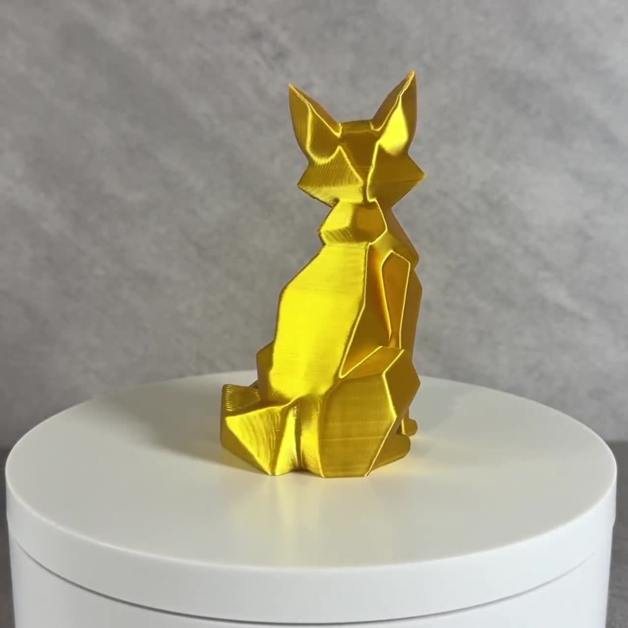 Geometric Fox Figurine, Low Poly 3D Printed Sculpture, Modern Animal Decor video cover