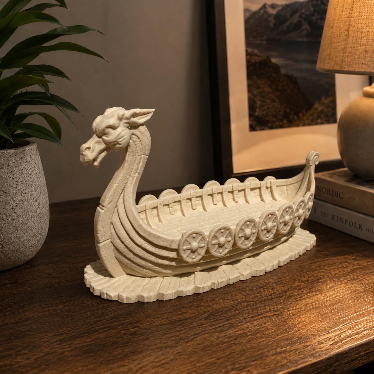 Viking Ship Coin Holder, Norse Dragon Tray, Norse Mythology 3D Printed Catchall for Keys, Coins & Watches