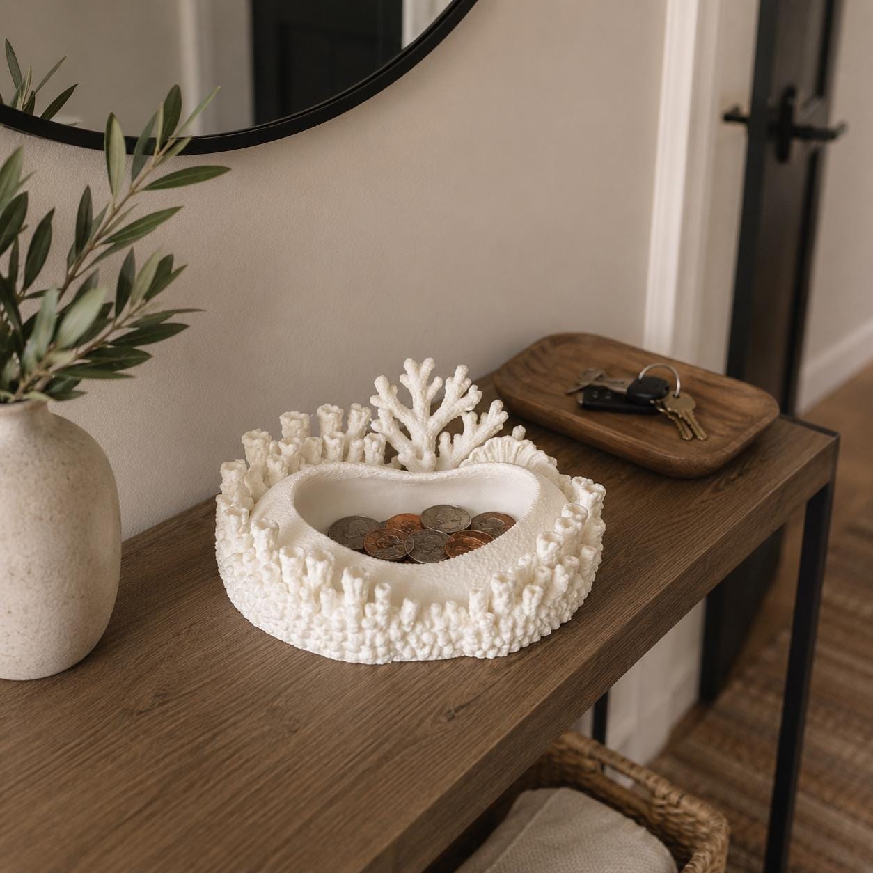 Coral Jewelry Dish, Coastal Ring Holder, Ocean Decor Trinket Tray, Beach Vanity Organizer, Coral Catchall Bowl, Gift for Her