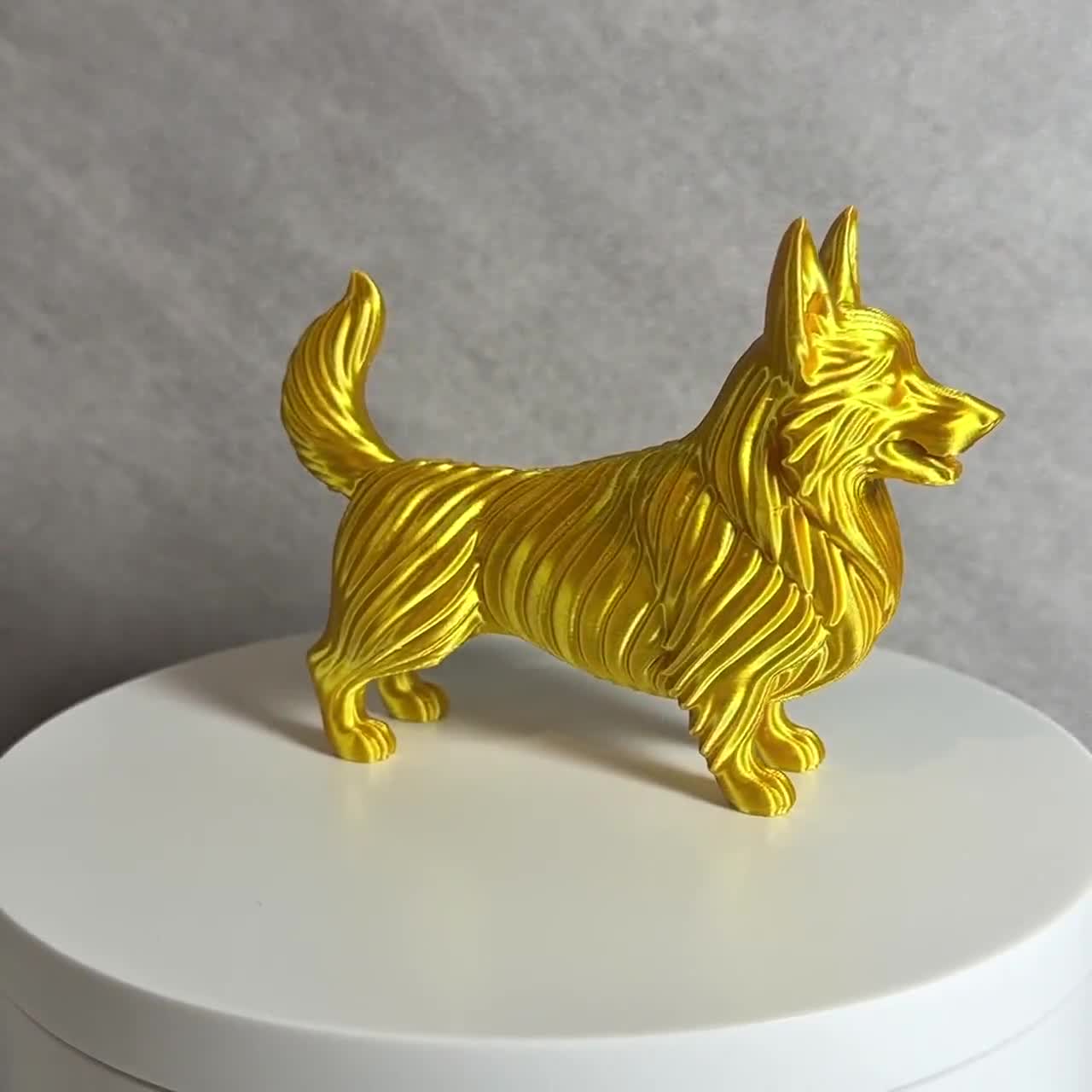 3D Printed Welsh Corgi Figurine, Modern Dog Sculpture, Pet Lover Shelf Decor video cover