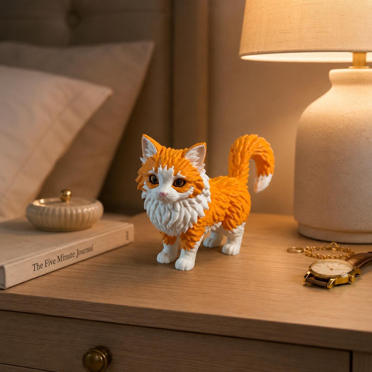 Ginger Cat Figurine, 3d Printed Cute Cat Statue, Cat Lover Gift, Kitty Desk Buddy, Shelf Decor, Orange Tabby Cat
