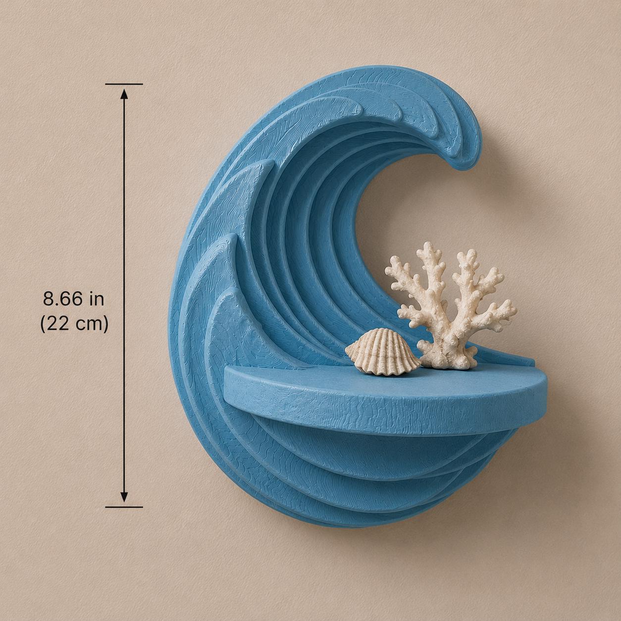 Wave Mini Shelf, 3D Printed Coastal Decor, Ocean Inspired Wall Art