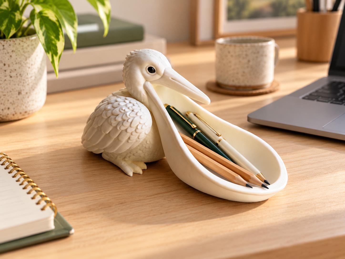 Pelican Catchall Tray, 3D Printed Bird Key Holder, Coastal Desk Organizer, Jewelry Dish, Beach House Decor